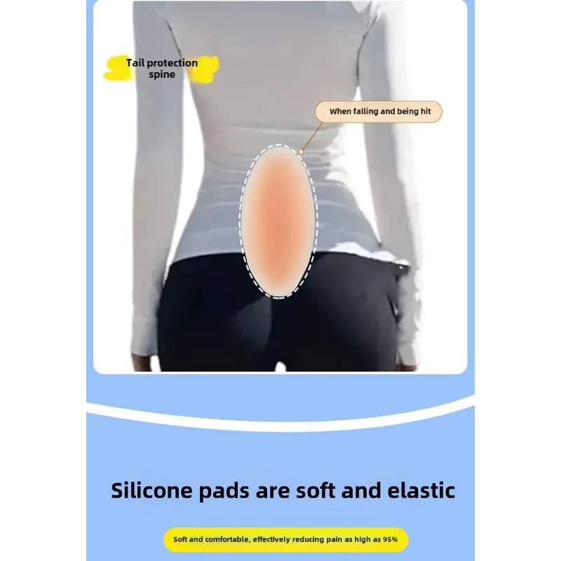 สกีอุปกรณ์ป้องกันด้านในซิลิโคนวีเนียร์สเก็ต Anti-DROP Artifact เข่าสะโพกป้องกัน Tailbone ป้องกัน BUTT Pad Protector