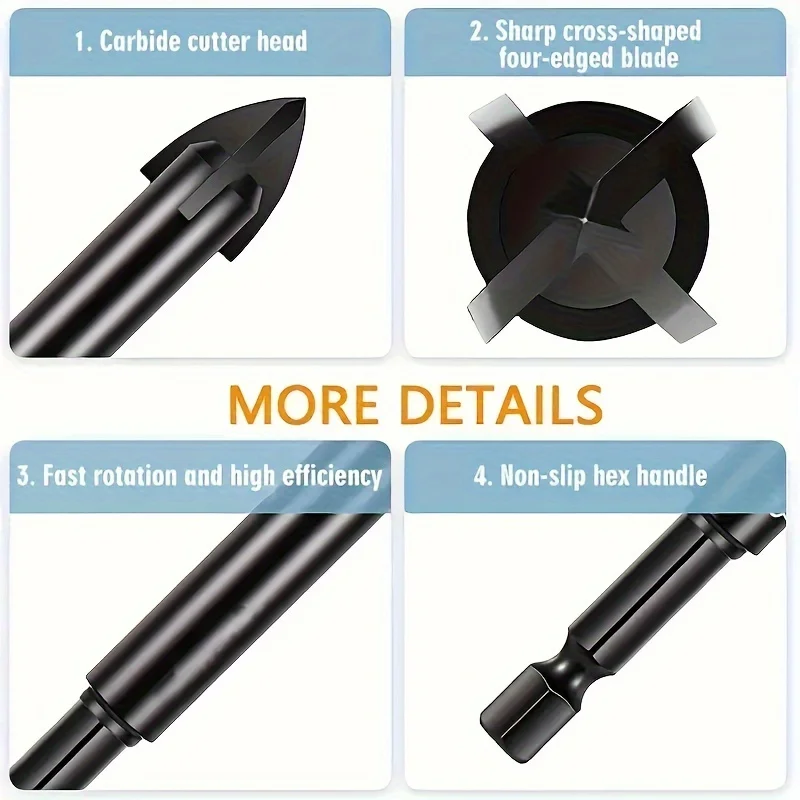 10 pçs 6mm diamante brocas buraco viu conjunto para telha concreto tijolo vidro cerâmica madeira metal brocas conjunto de ferramentas de perfuração