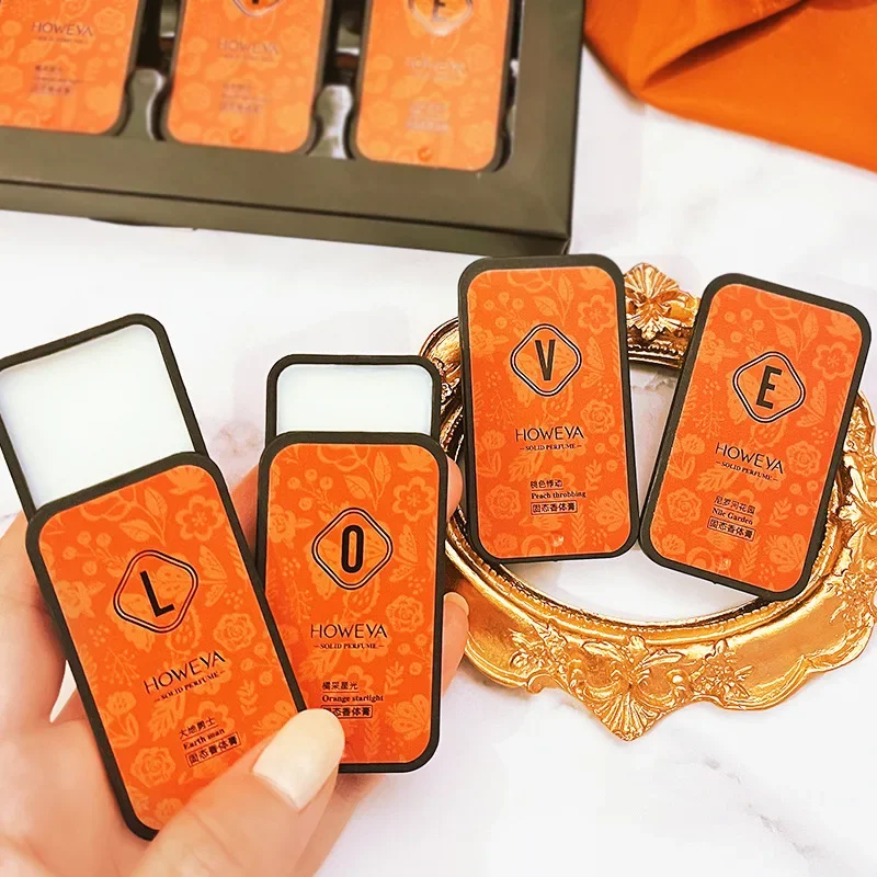 4pcs/box Portable Solid Perfume Fragrances for Women Men Solid Balm Mild Lasting Waterproof Aroma Deodorant Body Perfume