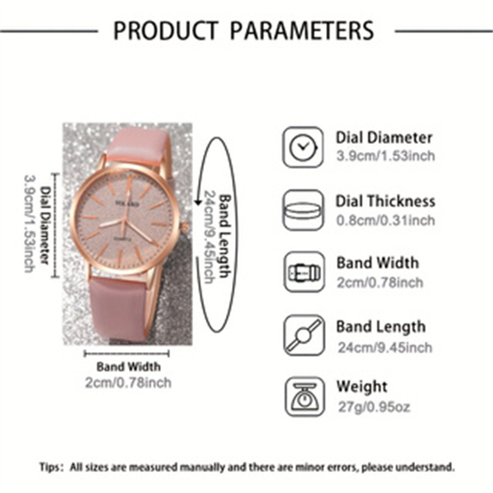 2 Pçs/set Relógio Feminino Moda Brilhante PU Couro Analógico Relógios de Quartzo Pulseira de Flor Rosa