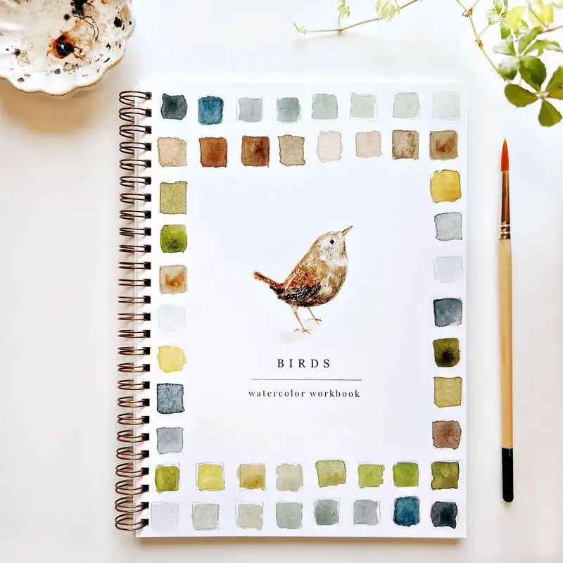 Cuaderno de ejercicios de acuarela, libros de ejercicios de acuarela aptos para principiantes, libro creativo de color agua para pintura artística y colorear