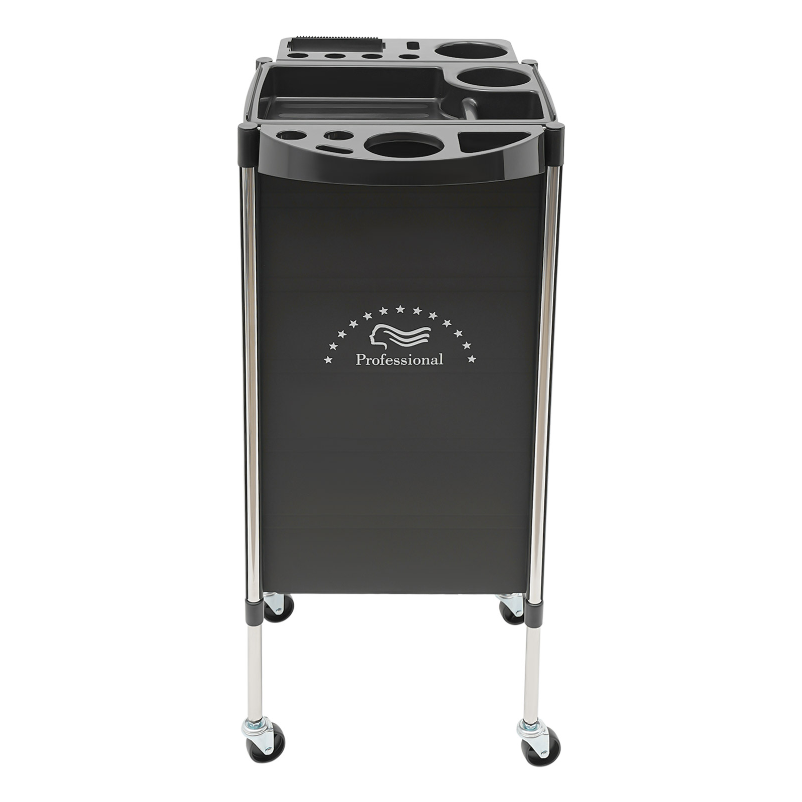 6-stufiger Salonwagen mit 5 Schubladen, multifunktionale Platte, 4 Rollen, Edelstahlkonstruktion für Friseurwerkzeuge