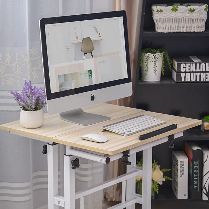 Mobile Standing Desk, Portable Stand Up Desk, Small Adjustable Standing Desk Converter with Wheels Home Office Workstation