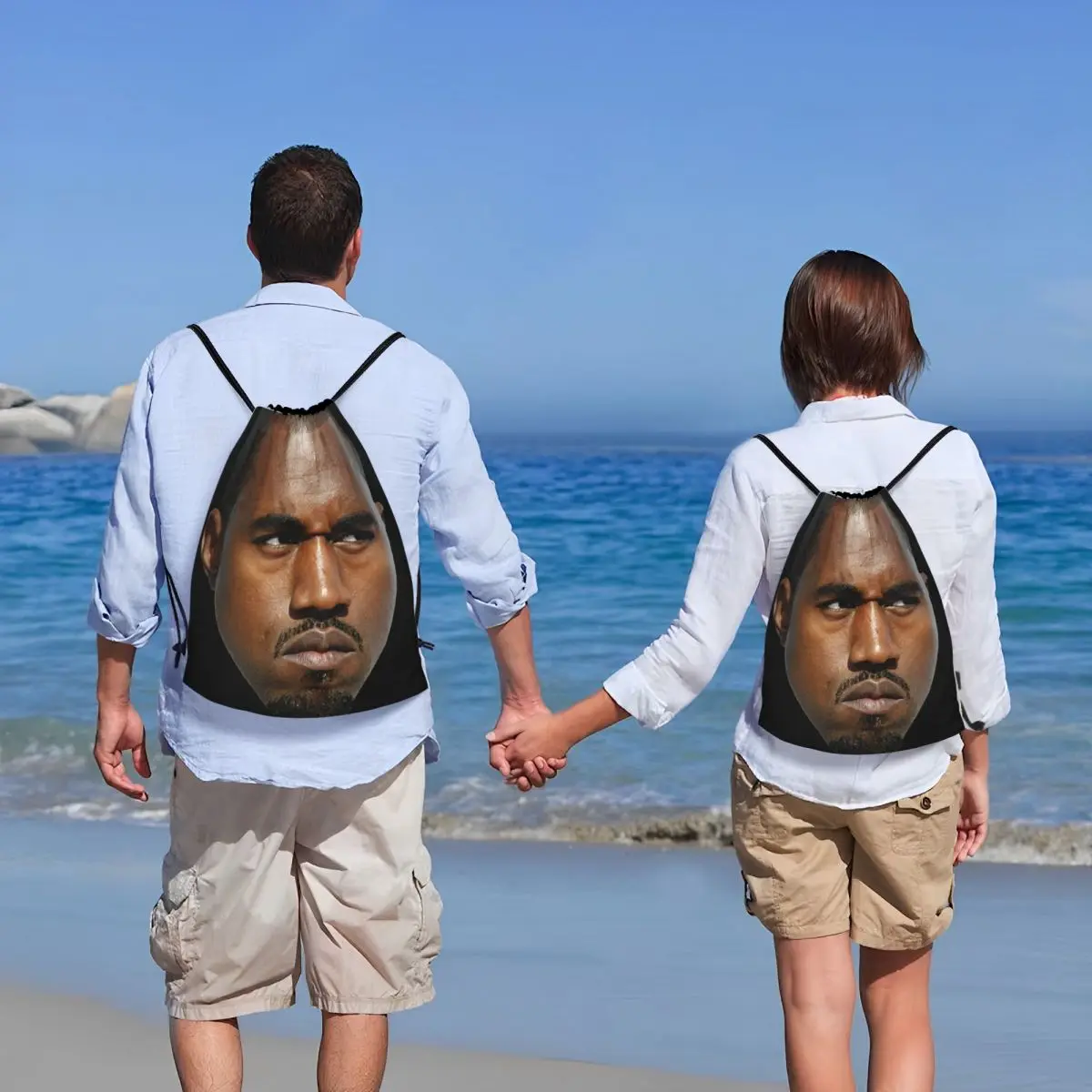 男性と女性のためのkanywest記念ストリングバックパック、カスタム、面白い、スポーツ、ジム、ポータブル、ラッパー、音楽プロデューサ、トレーニングバッグ