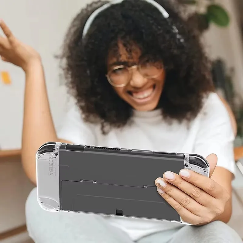 DATA FROG Crystal Shell Schutzhülle Cover Tible-Nintendo Switch OLED Konsole Schutzhülle Spielkonsole Zubehör