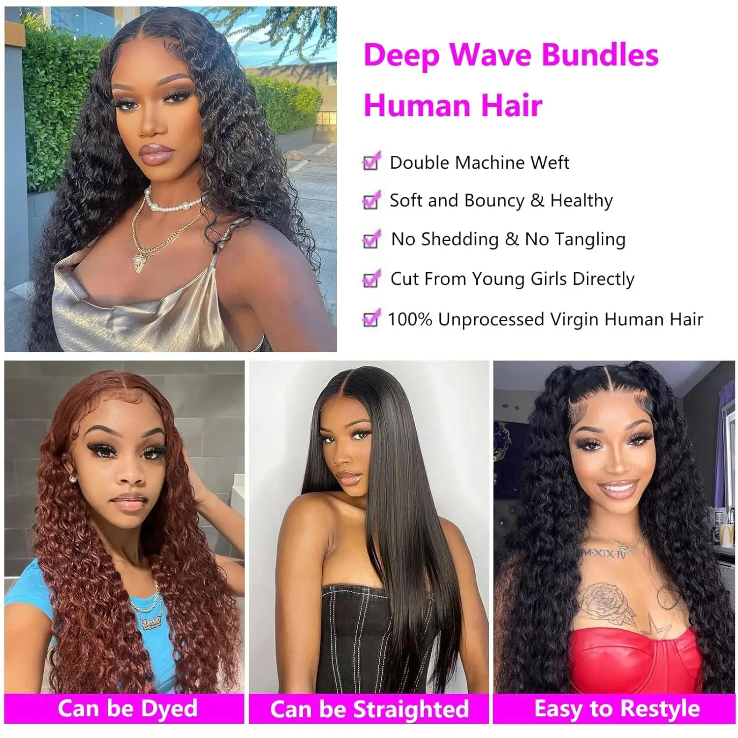 Onda profunda pacotes com fechamento brasileiro virgem cabelo humano 3 pacotes com 4x4 fechamento de renda para preto feminino cor natural 30 polegada