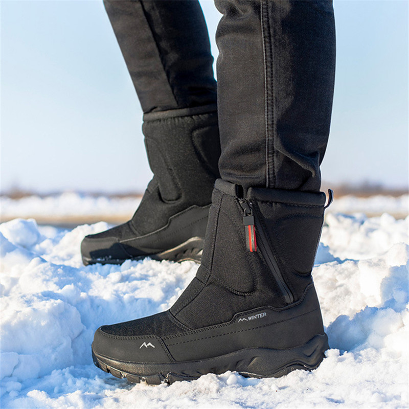Botas masculinas de inverno de tamanho grande botas de tornozelo de pelúcia quente suor wicking de alta qualidade botas de neve quentes tênis ao ar livre sapatos masculinos de inverno