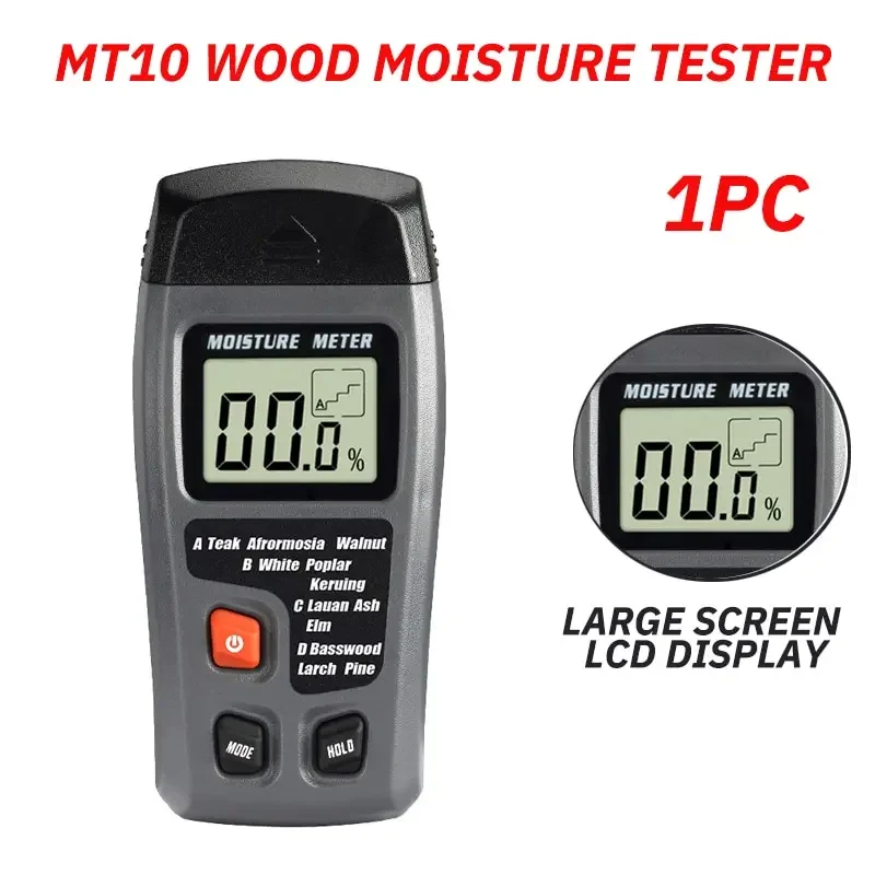 1PC MT10 เครื่องวัดความชื้นที่ถูกต้องจอแสดงผล LCD ขนาดใหญ่ไม้เครื่องทดสอบความชื้น Digital Wall Moisture Detector ไม้เครื่องวัดความชื้นไม้