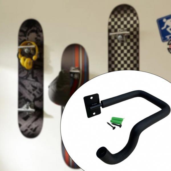Suporte de parede para skate, resistente com almofada de esponja, aço montado na parede, vertical para casa, garagem, rack de exibição, suporte de armazenamento
