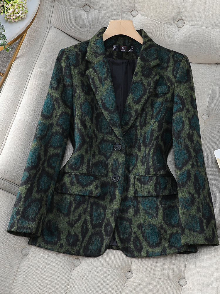 Blazer informal de manga larga para mujer, chaqueta ajustada con un solo botón, color verde café, moda de otoño e invierno