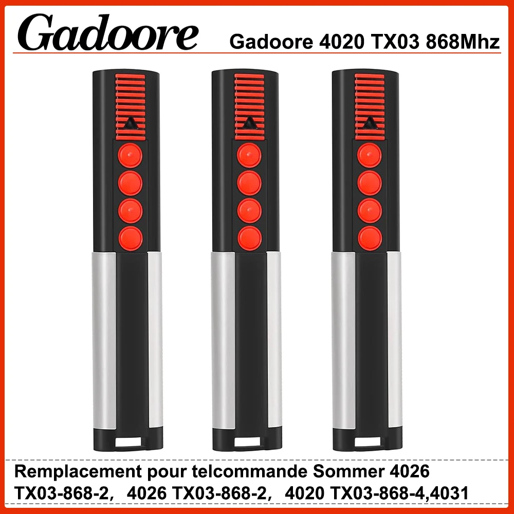 Gadoore SM4020 TX03 868Mhz Télécommande de Porte de Garage Sommer 4020 TX03 868-4 Télécommande de Porte de Garage Code Roulant 868Mhz Compatible avec 868,8 MHz Sommer 4020 TX03-868-4, 4026 TX03-868-2