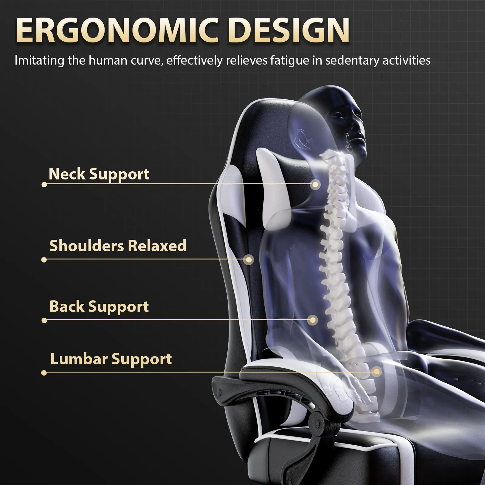 Gaming Chair, Ergonomic Video Game Chair for Adults, Comfortable Computer Chair with Footrest and Lumbar Support