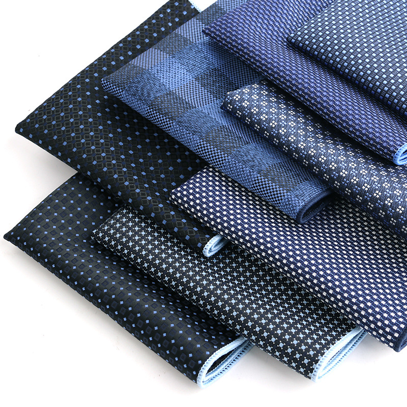 Pañuelo cuadrado de bolsillo para hombre, a la moda pañuelo de seda, color azul marino, hecho a mano, diseño de marca de lujo, microfibra, Jacquard