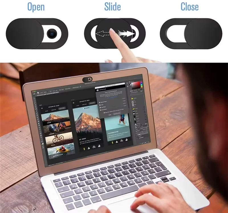 3 Stück schwarze Kunststoff-Webcam-Abdeckung, Anti-Hacker-Auslöser, Sichtschutz, Schiebe-Auslöser-Schild für Smartphone, Laptop, Desktop-Kamera