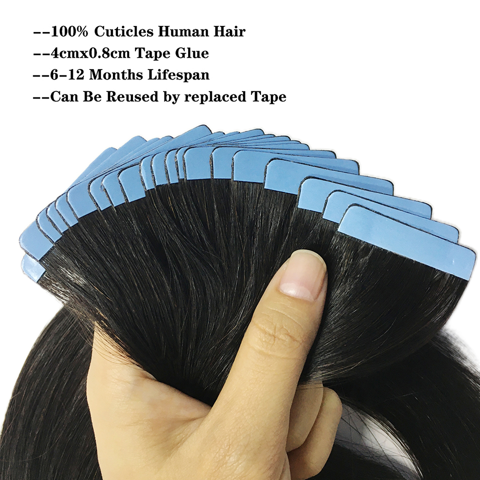 เทปบราซิลต่อผมตรง100% Real Remy มนุษย์ Weft กาวกาว Salon คุณภาพสำหรับผู้หญิง