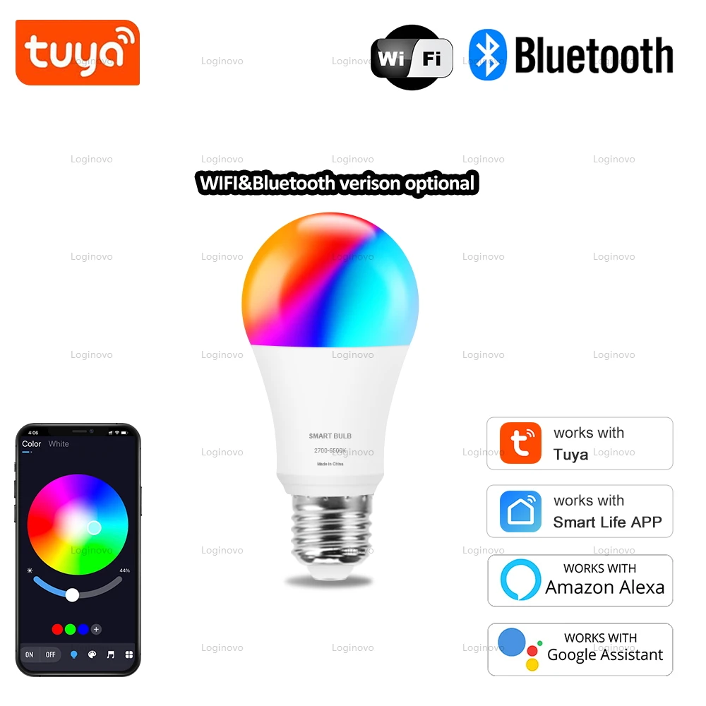Tuya Smart HA CONDOTTO LA Lampadina Wifi Bluetooth E27 RGB 15W 20W Ha Condotto La Lampada Intelligente Decorazioni Per La Casa Illuminazione 220V 110V Per Alexa Google Assistant