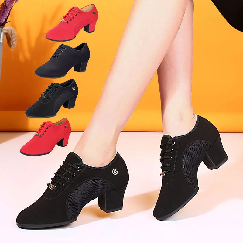 Zapatos de baile latino para mujer, zapatos de baile de salón de Jazz, Salsa, tacones altos, entrenamiento para niños, zapatillas de baile de Tango modernas para mujer