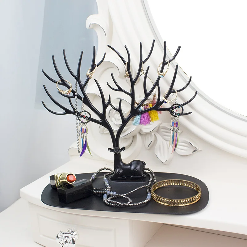 Deer Plastic Jewelry Display Stand Earrings Necklaces Ring Bracelet Tray Tree Storage Shop window Racks Organizer Make Up Holder