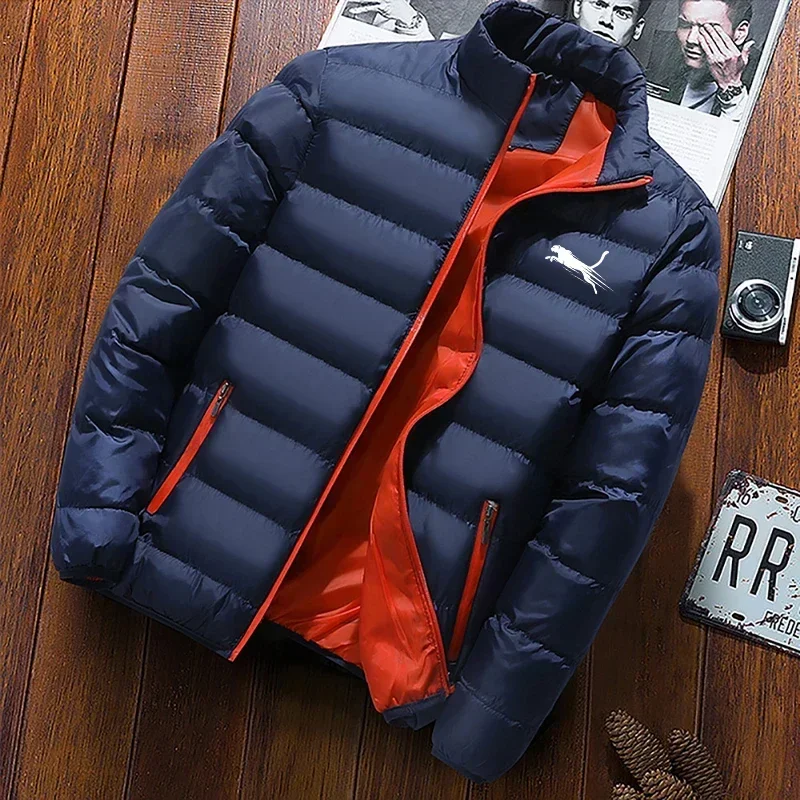 2024 outono inverno novo jovem masculino simples moda casual gola até jaqueta quente de alta qualidade rua na moda jaqueta de algodão