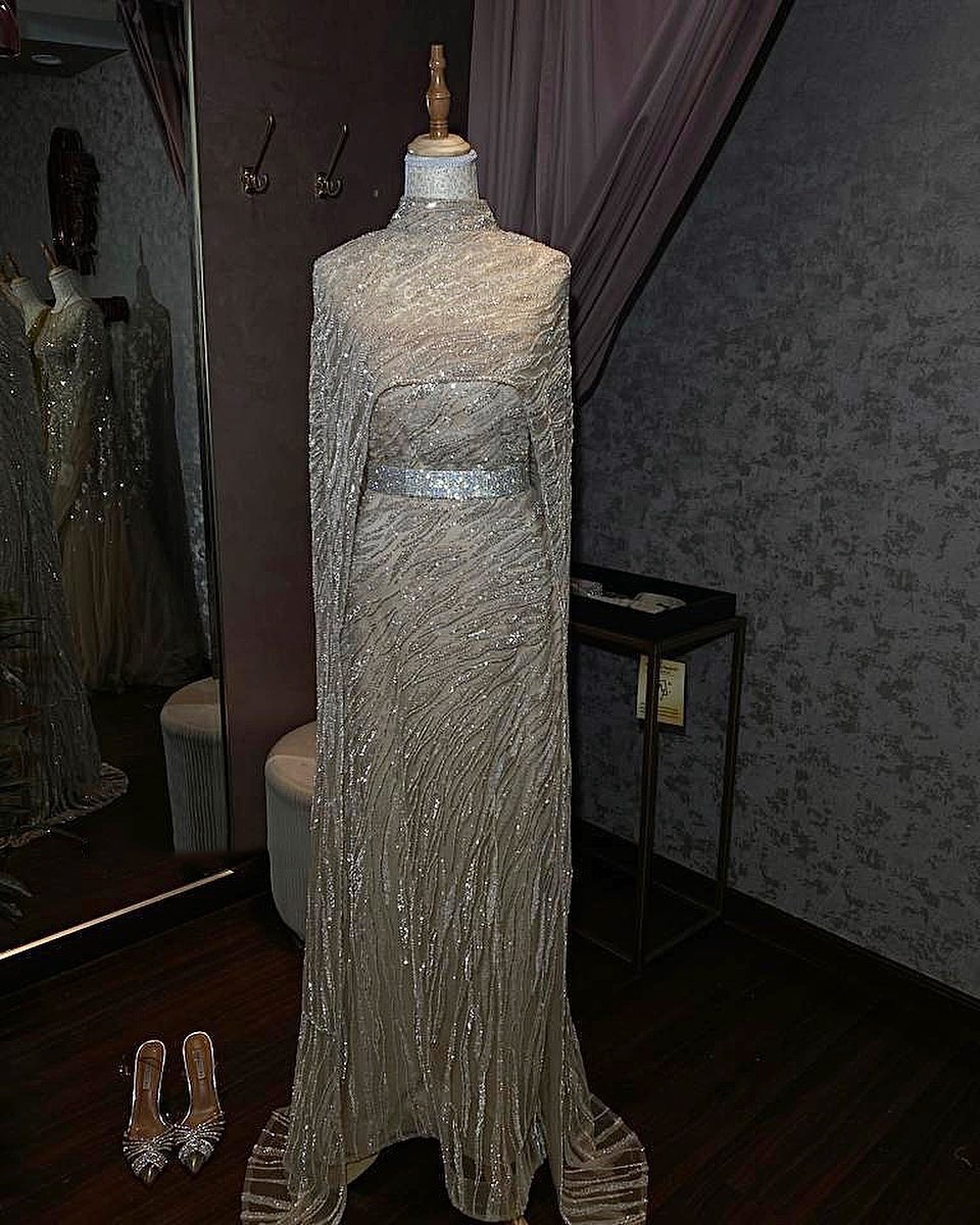 Fatapaese-パーソナライズされたキャップ付きのイブニングドレス,シャンパン,パール,ドバイ,アラビアの人魚,結婚披露宴,有名なウエディング,豪華な真珠