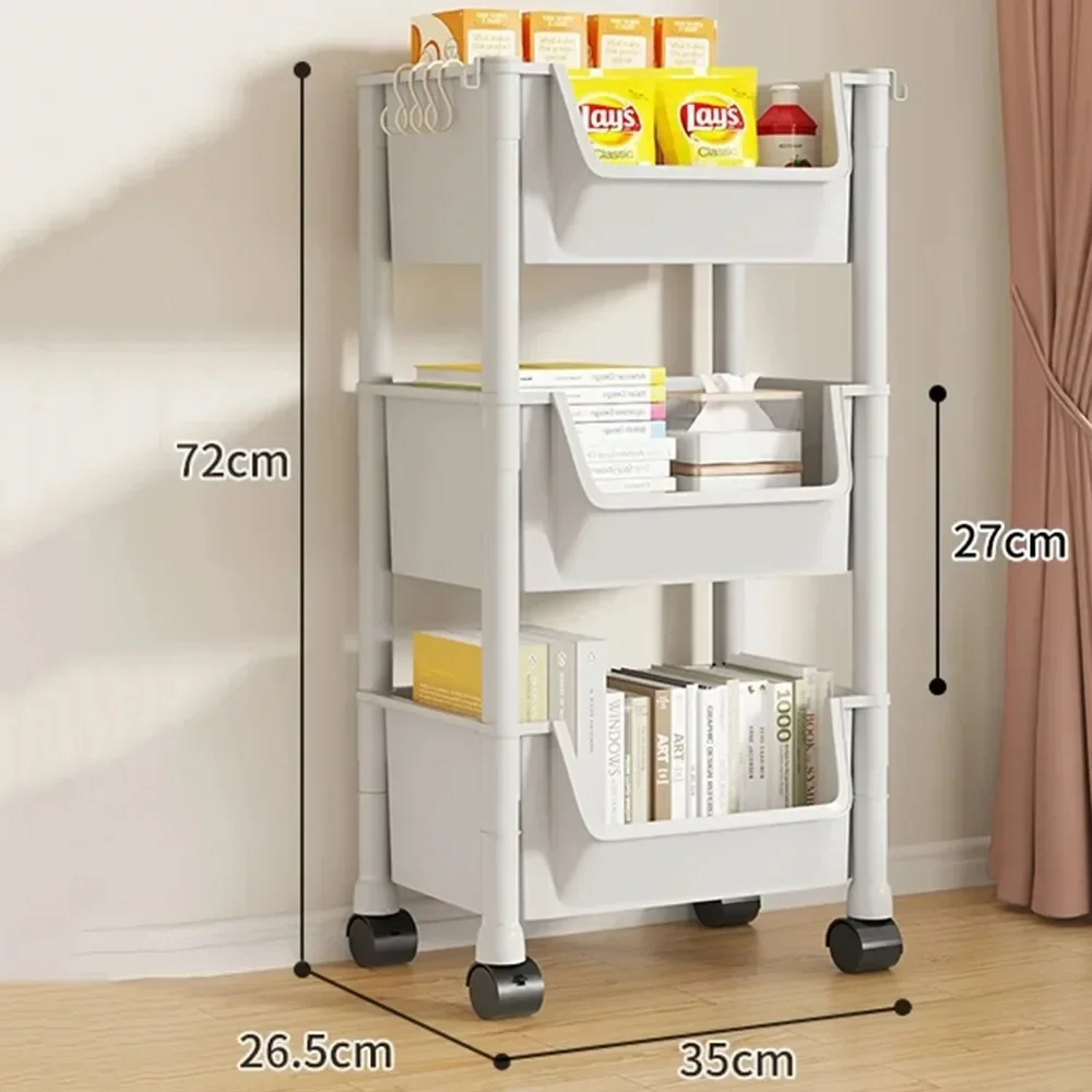 ตู้หนังสือเด็ก Rack เฟอร์นิเจอร์ล้อที่ถอดออกได้ชั้นวางหนังสือขนาดเล็กล้อรถเข็นบ้านของเล่นอ่านหนังสือชั้นวาง