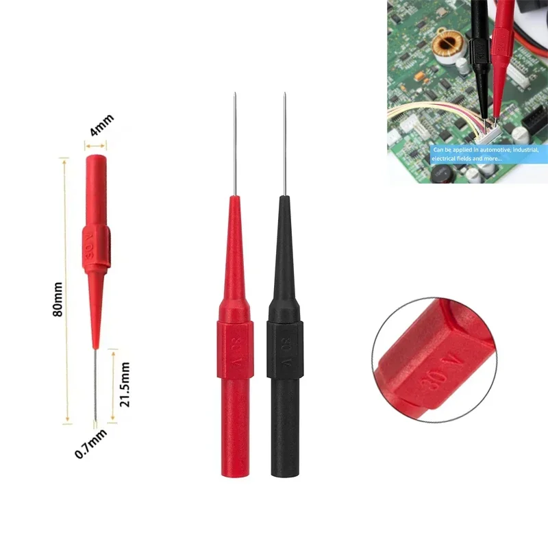 Multímetro Digital de 30V, pines de sonda de prueba de instrumentación, equipo de plomo, pieza de instrumento, alambre de aislamiento, punta de aguja para perforación, 2/4 Uds.