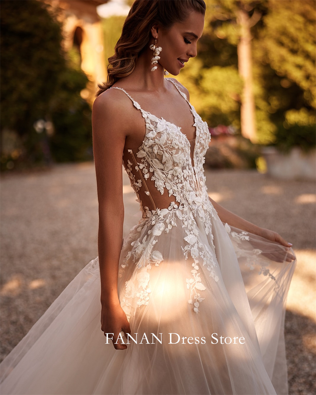 Fanan-Robe de Mariée à Bretelles Spaghetti en Tulle, Appliques Personnalisées, Sexy, Dos Ouvert, Froncé, Ivoire, Patients, ix, Éducative