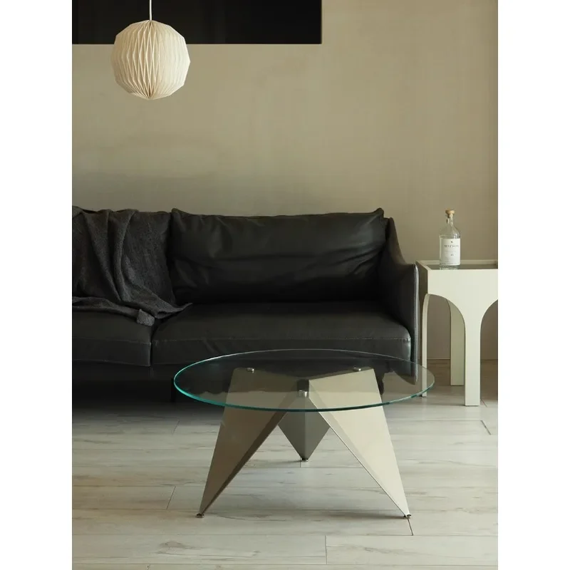 Metall Edelstahl Glas runden einfachen Couch tisch