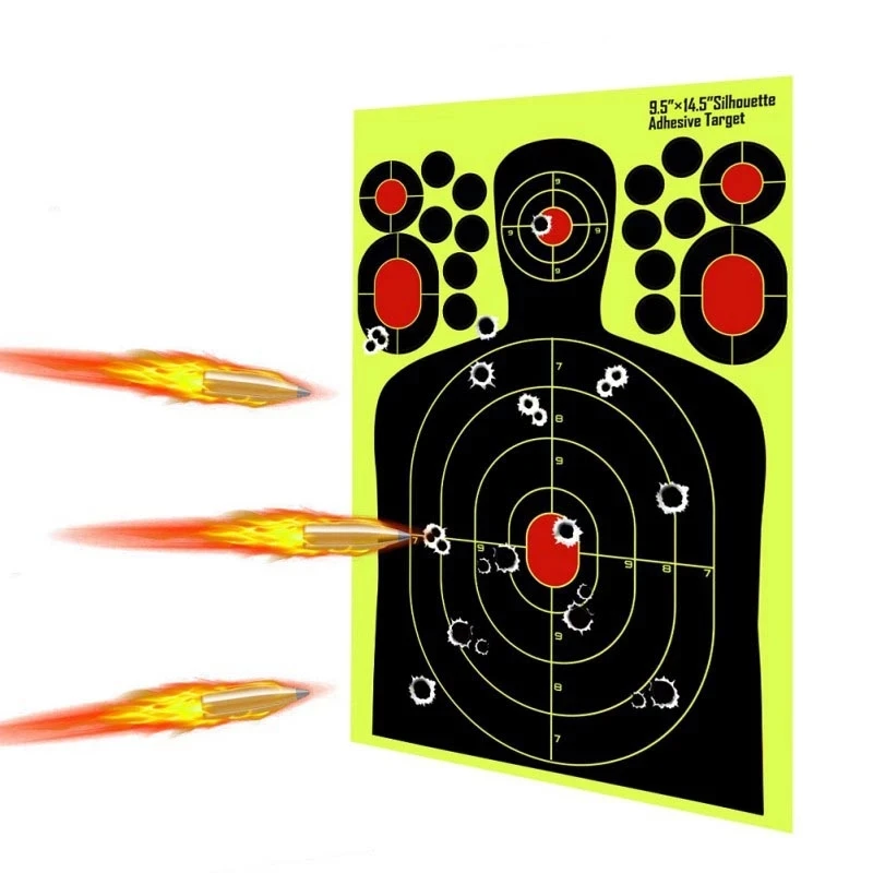 20 PCS 14.5นิ้วรูปร่างยิงเป้าหมาย Reactive Splatter Glow ฟลูออเรสเซนต์กระดาษเป้าหมายสำหรับ Shoot อุปกรณ์เสริมการฝึกอบรม