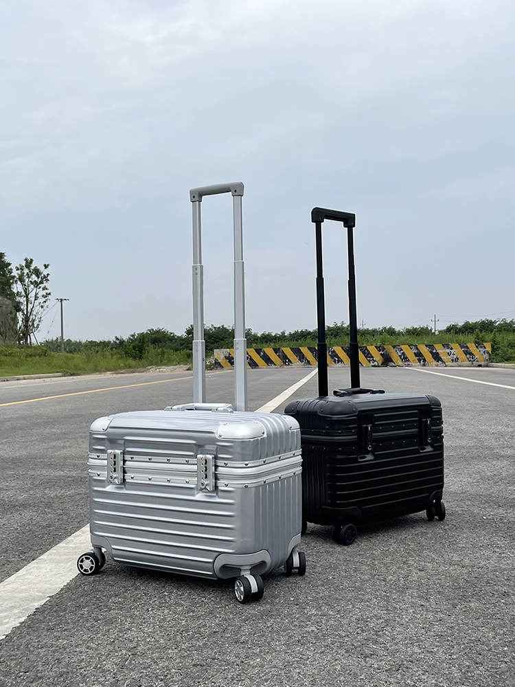 アルミフレーム荷物スーツケース旅行機内持ち込みバッグ水平スタイル男性と女性のためのカメラロングボックス 22 インチロック付き