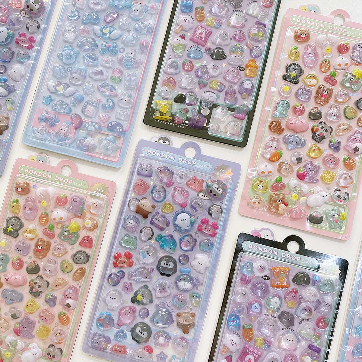 1 pc 3D 구호 스티커 Scrapbooking 크리 에이 티브 캔디 유령 토끼 드롭 Diy 일기 편지지 스티커 장식 귀여운 미적 스티커