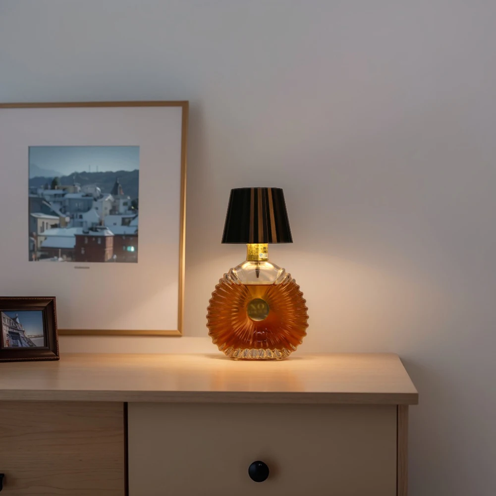 Lámpara de botella inalámbrica con Control táctil, Base de botella de vino, jarrones recargables, barra de luz LED, lámpara de seta de comedor, decoración de la habitación del hogar