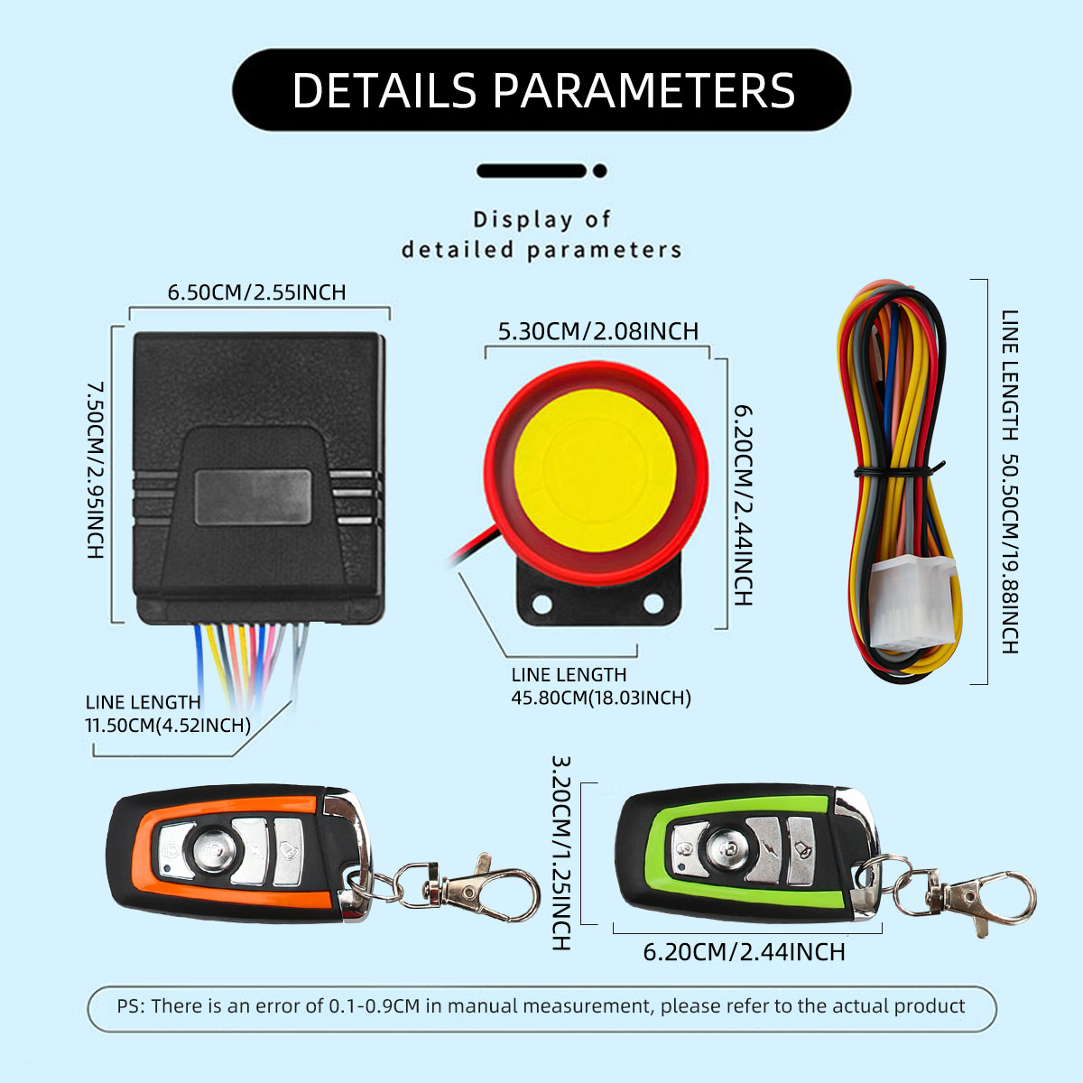 1 Set Universal Motorrad Alarm System Einweg mit Motor Starten Fernbedienung Schlüsselanhänger 12 V mit Überlastschutz