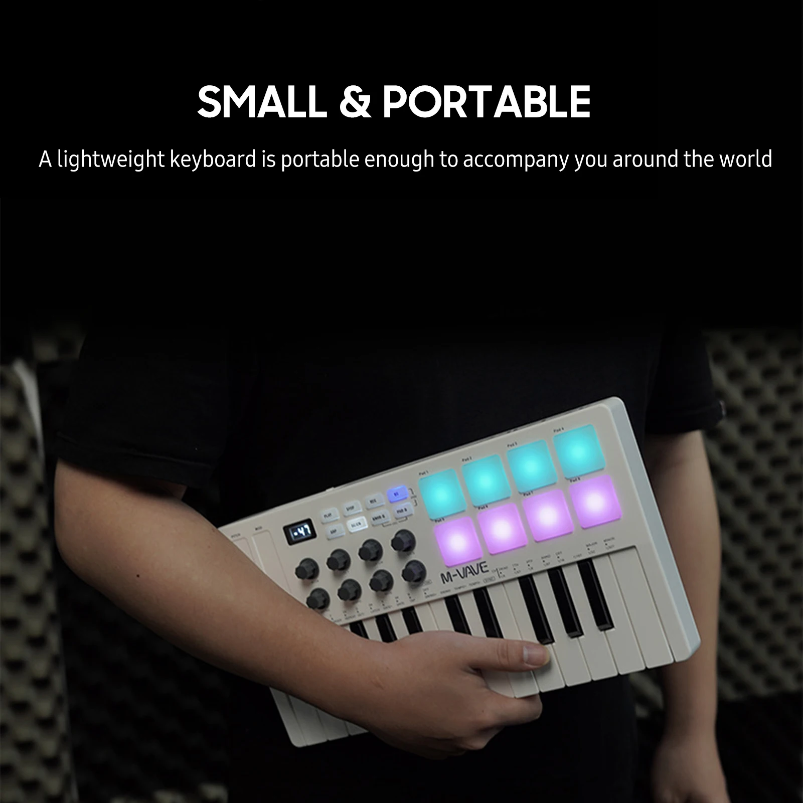 M-VAVE 25-Key MIDI คีย์บอร์ด SMK-25 Mini USB คีย์บอร์ด MIDI Mini แบบพกพา USB คีย์บอร์ด MIDI Controller ชาร์จเพลง