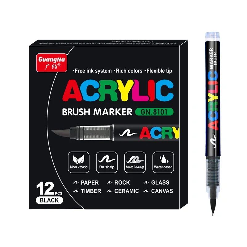 3 Stück Guangna8101 gerader flüssiger Acryl-Markierungsstift mit weichem Kopf, undurchsichtige Farbe, stapelbarer Markierungsstift, Graffiti-Malerei, Kunstpinsel