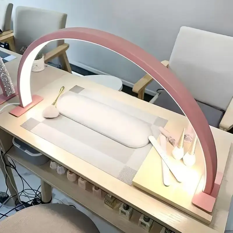 Lámpara de trabajo de uñas New Moon, lámpara de escritorio de trabajo de belleza, fuente de alimentación USB de tres colores, negro/blanco/rosa, adecuada para decoración de uñas, pestañas