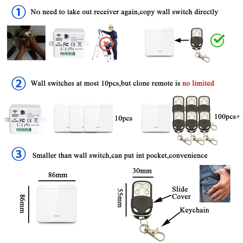 433mhz Remote control RF Clone Wireless remote control for garage door remote control water pump electric gate control