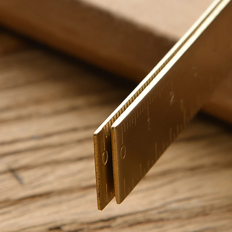 1 pz righello dritto in ottone Vintage righello triangolare di alta qualità goniometro per studenti strumento di misurazione forniture di cancelleria per la scuola