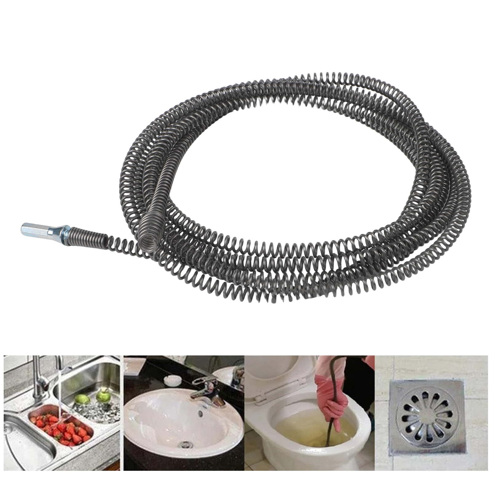 Pipeline Dredging Tool 3/2/1M Spring Electric Drill Connector 16mm Drain Cleaner Home DIY Tools For Pipe Blockage Issues