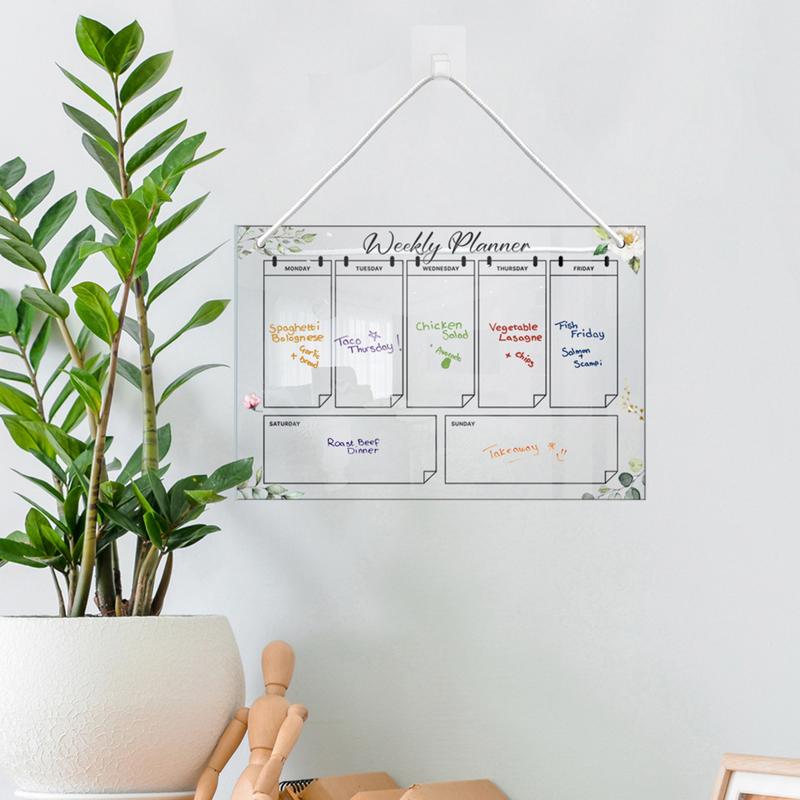 Wöchentlicher Acryl-Trocken lösch brett Acryl lösch barer und wieder verwendbarer Wandkalender Wochen planer für Schlafzimmer enthält 6 Farb markierungen