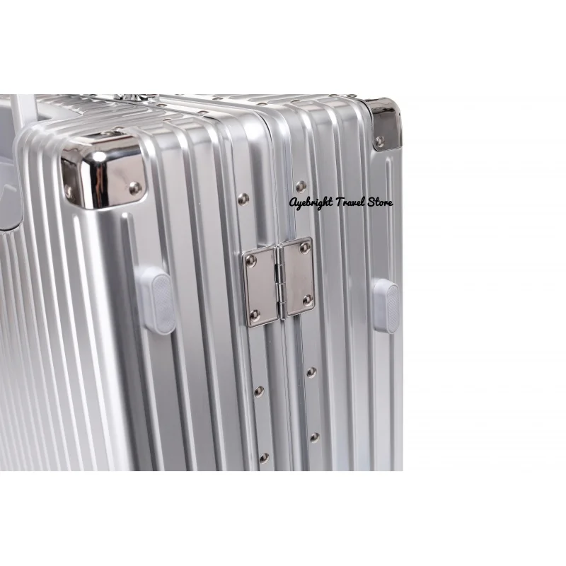 100% equipaje de aluminio y magnesio, cubierta de carrito de embarque para mujer, Maleta de viaje con contraseña, maleta con marco de aluminio de 20 pulgadas de gran tamaño
