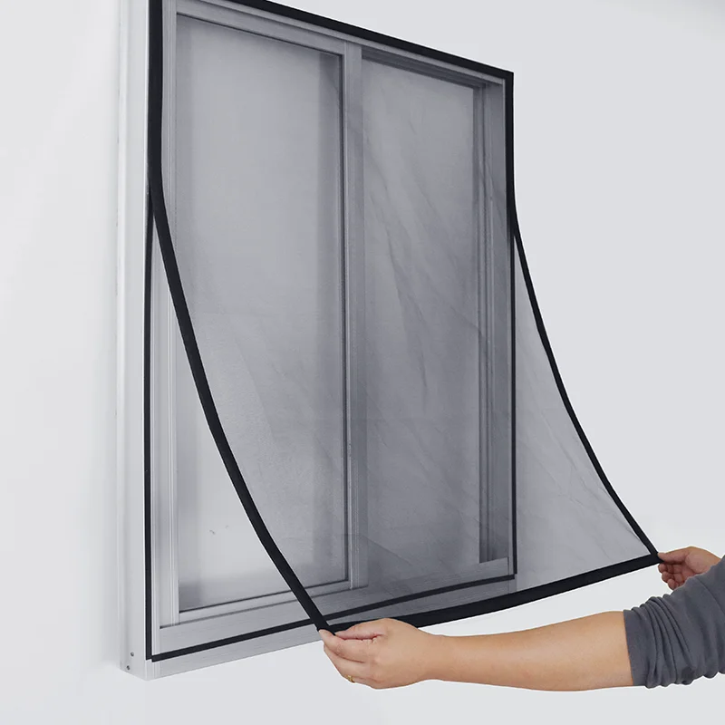 DTGJ NEW Magnetic Screen Windows Mosquito Net Customized size Black Invisible Fiberglass Mesh Air Tulle Anti insect fly Curtains