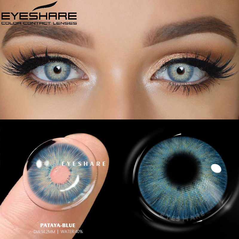 EYESHARE 1 par de lentes para miopía, lentes de contacto de Color para ojos con dioptrías graduadas, lentes Yaerly marrones, contactos de colores grises