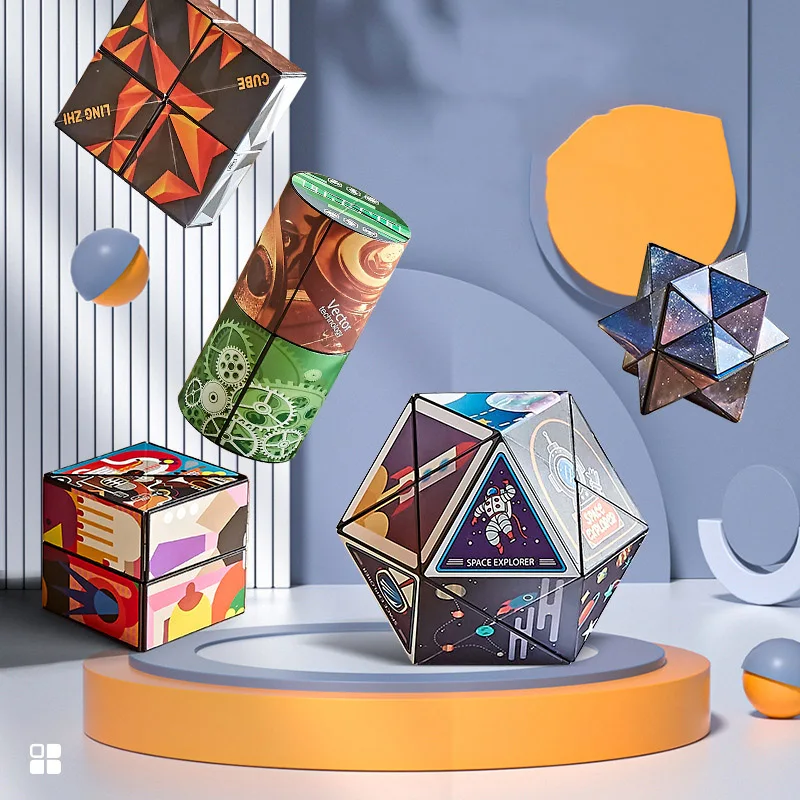 Caixa de mudança de forma geométrica mutável cubo mágico magnético 3d descompressão mão flip quebra-cabeça crianças aliviar brinquedo fidget