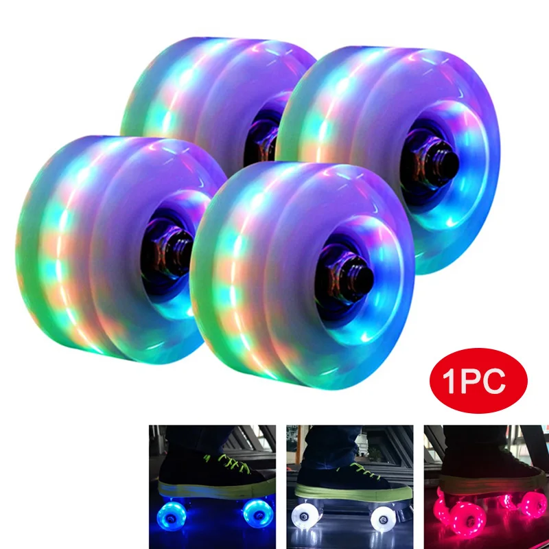 Ruedas para patines cuádruples iluminadas, ruedas luminosas para monopatín cuádruples con rodamientos instalados, 1 ud.