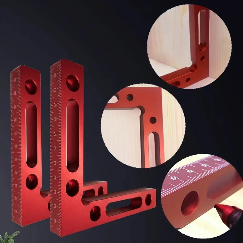 2pc 90 Degree Positioning Square Right Angle Clamp Aluminum L Block W/ Scale Woodworking Clamp Tool for Picture Frame Box Drawe