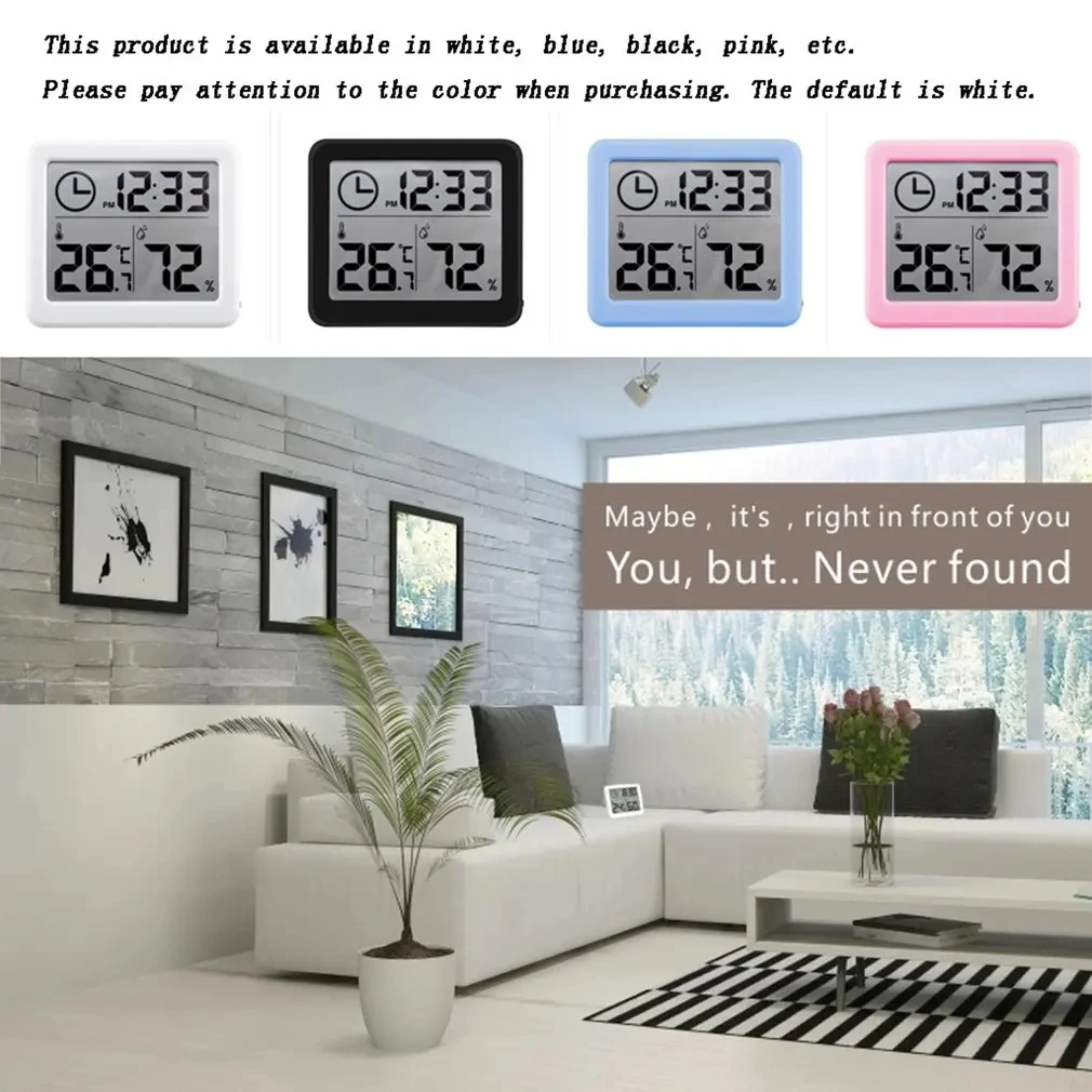 LCD Digital Thermohygrometer Ultra-thin Simple Smart Home อิเล็กทรอนิกส์ดิจิตอลเครื่องวัดอุณหภูมิเครื่องวัดความชื้นนาฬิกาแขวน