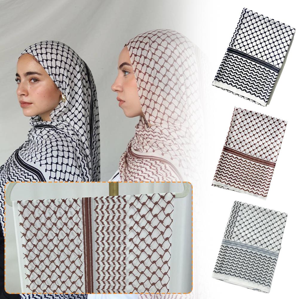 Bufanda de algodón con estampado de Kuffiyeh, Hijab de gran tamaño, transpirable, suave, larga, a la moda, pañuelo para la cabeza, chal musulmán, Ramadán