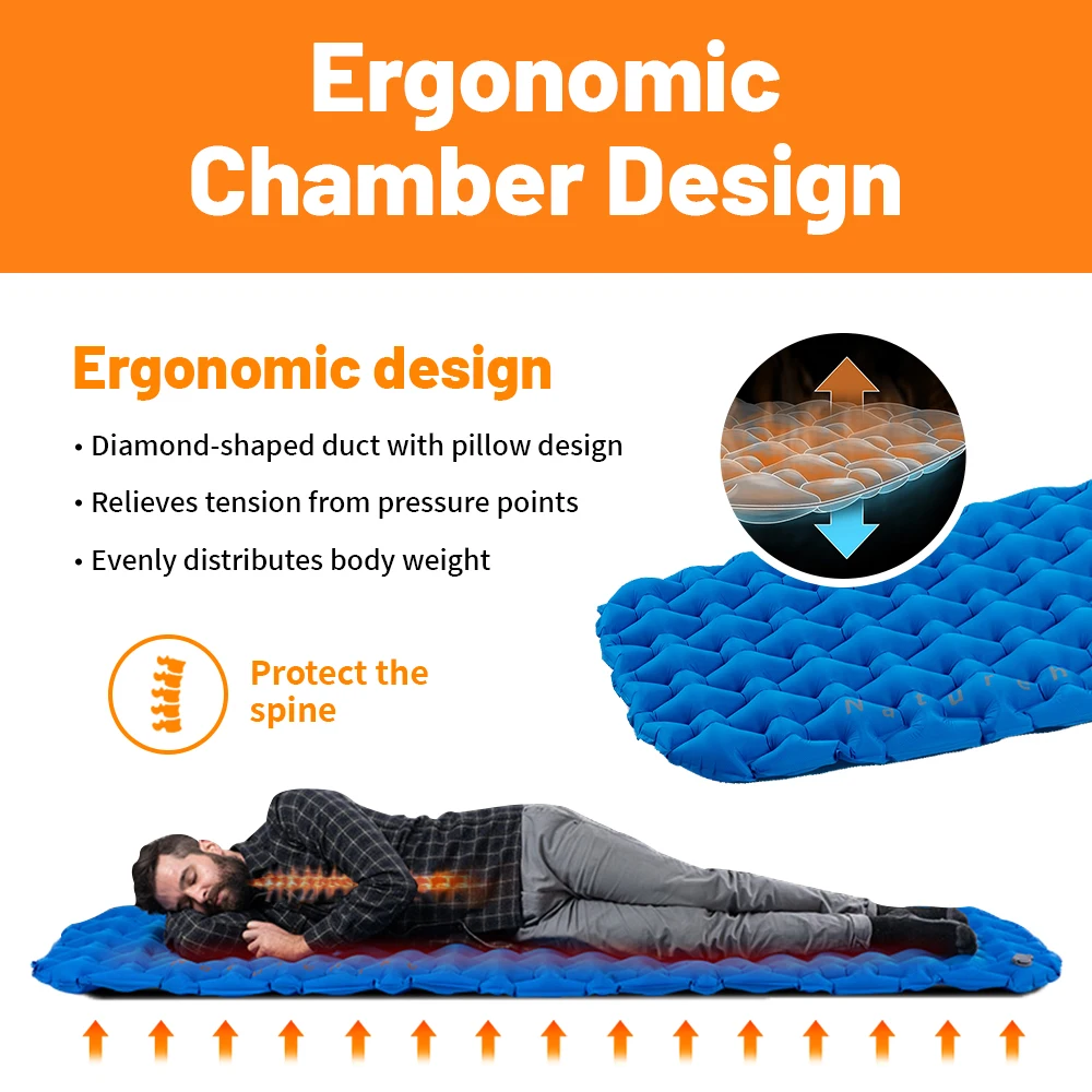 Naturehike-colchón inflable para acampar, colchoneta de aire ultraligera para dormir al aire libre, cama plegable para senderismo