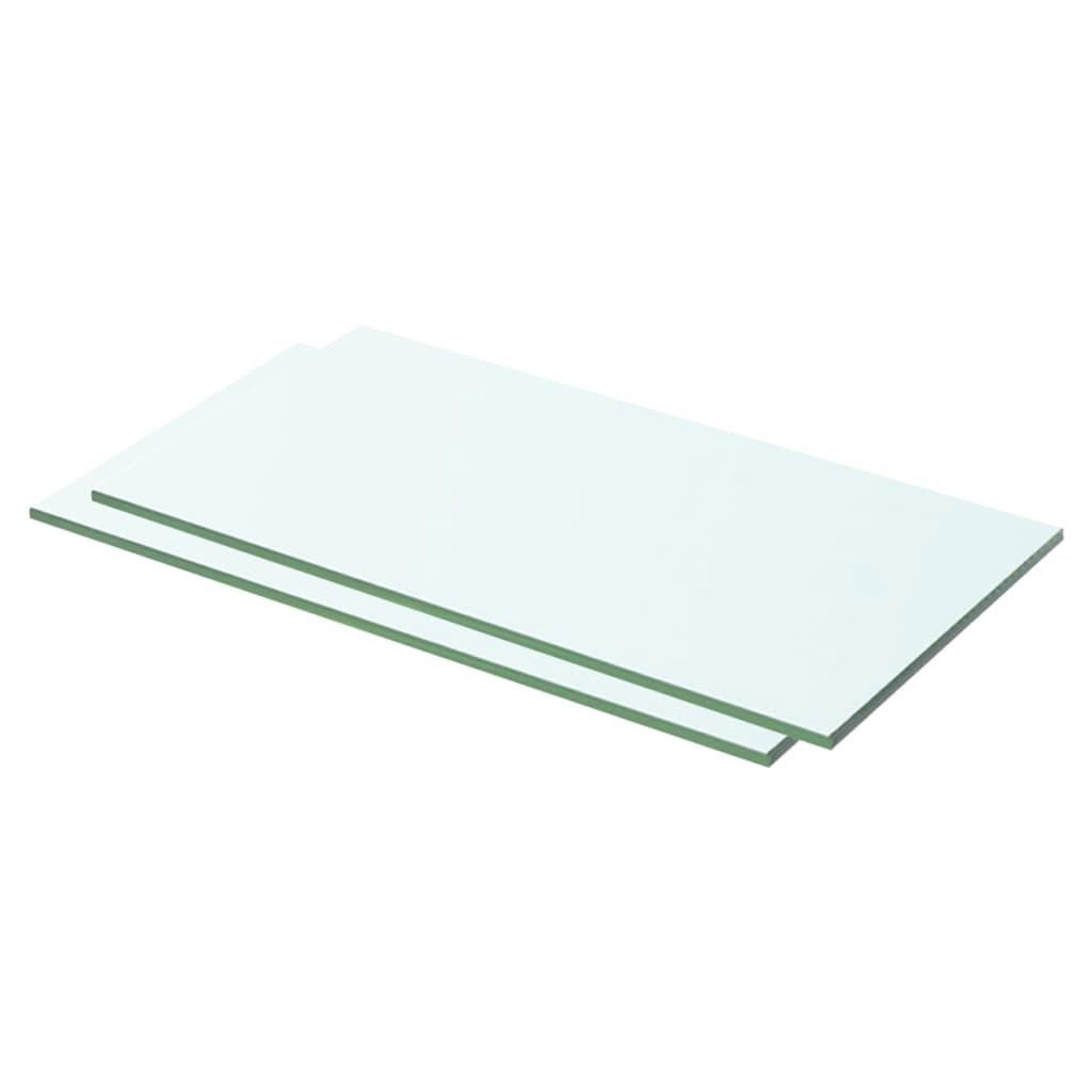 Zestaw 2 przezroczystych szklanych półek ściennych 50x20cm do ekspozycji i przechowywania, idealne do dekoracji domu.